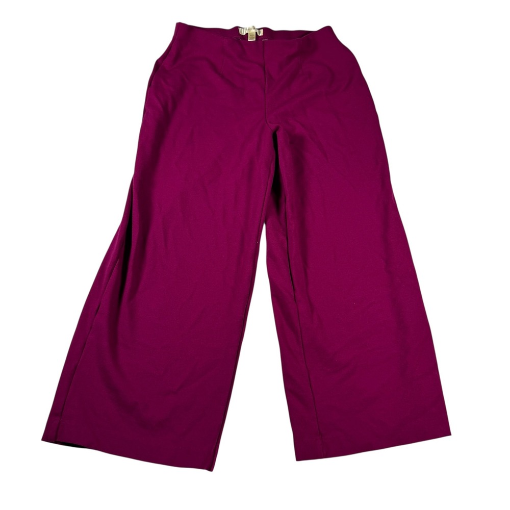 Autres Filles Magenta Wide Leg Cropped Pants Medium Plum Stretch Elastic Waist